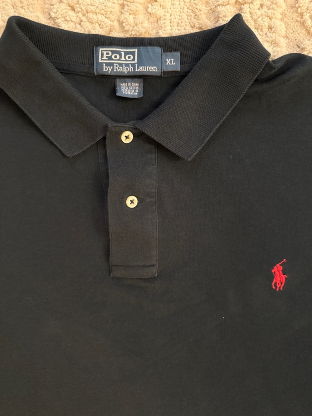 XL Polo by Ralph Lauren Black Polo Shirt with Red Pony Logo - Picture 2 of 2